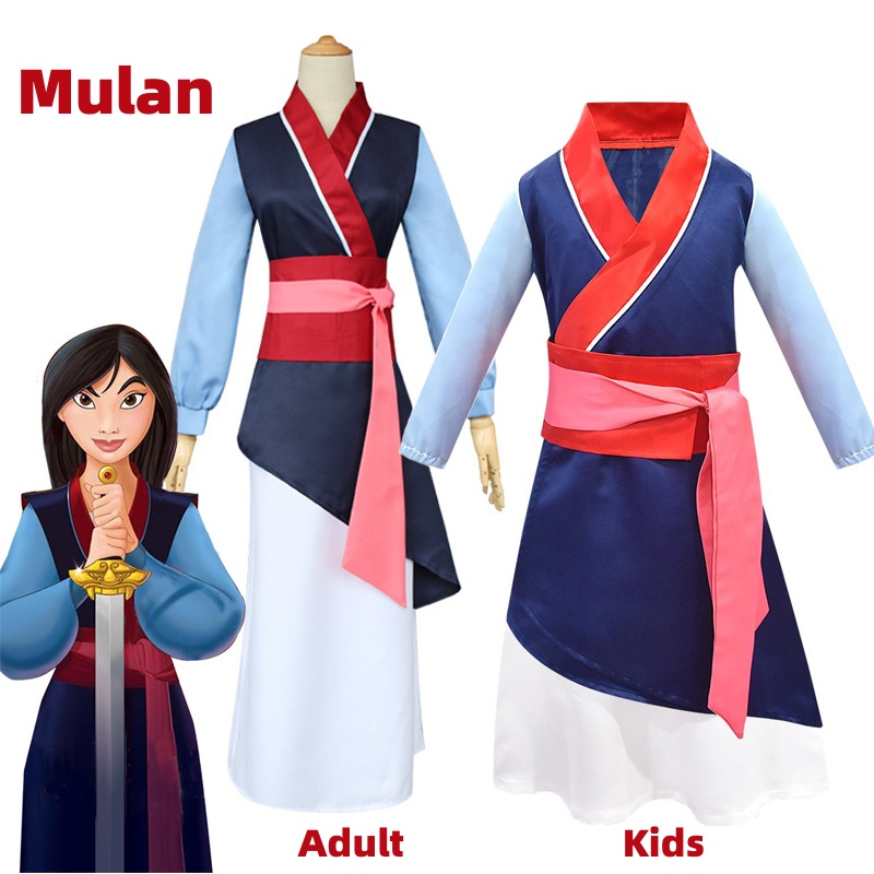 Children Adults Women Disney Movie Mulan Traditional Kimono Halloween Costumes Party Costume Cosplay Full Dress