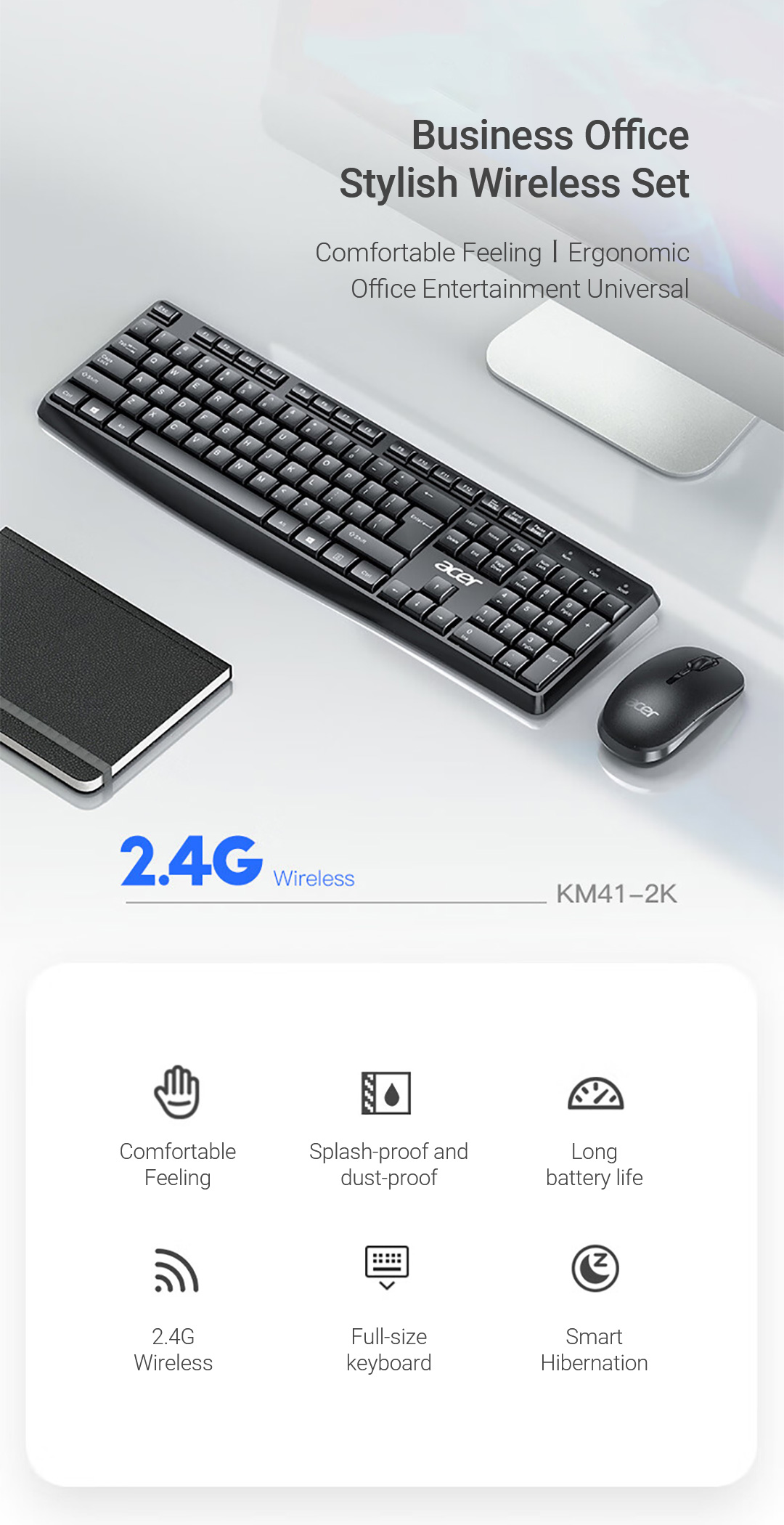 Acer Wireless Keyboard and Mouse Set KM41-2K Three Speed DPI 2.4G ...