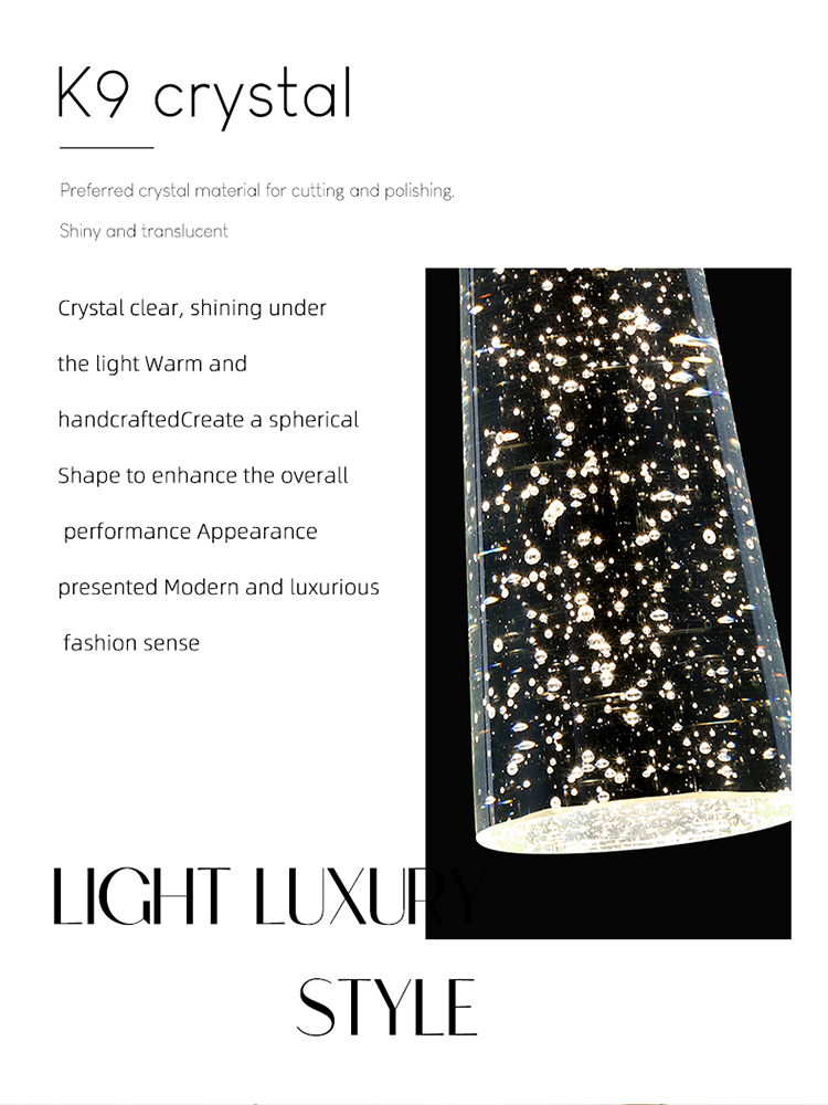 Modern Crystal Pendant Light LED Hanging Ceiling Light for Dining Room ...