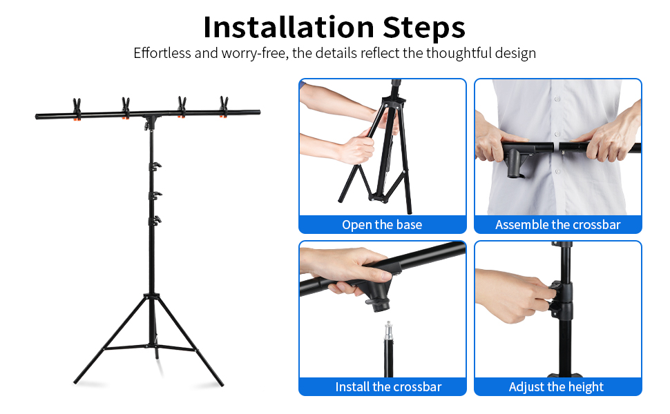 Selens Backdrop Stand T-Shape Stand Portable Adjustable Photo ...
