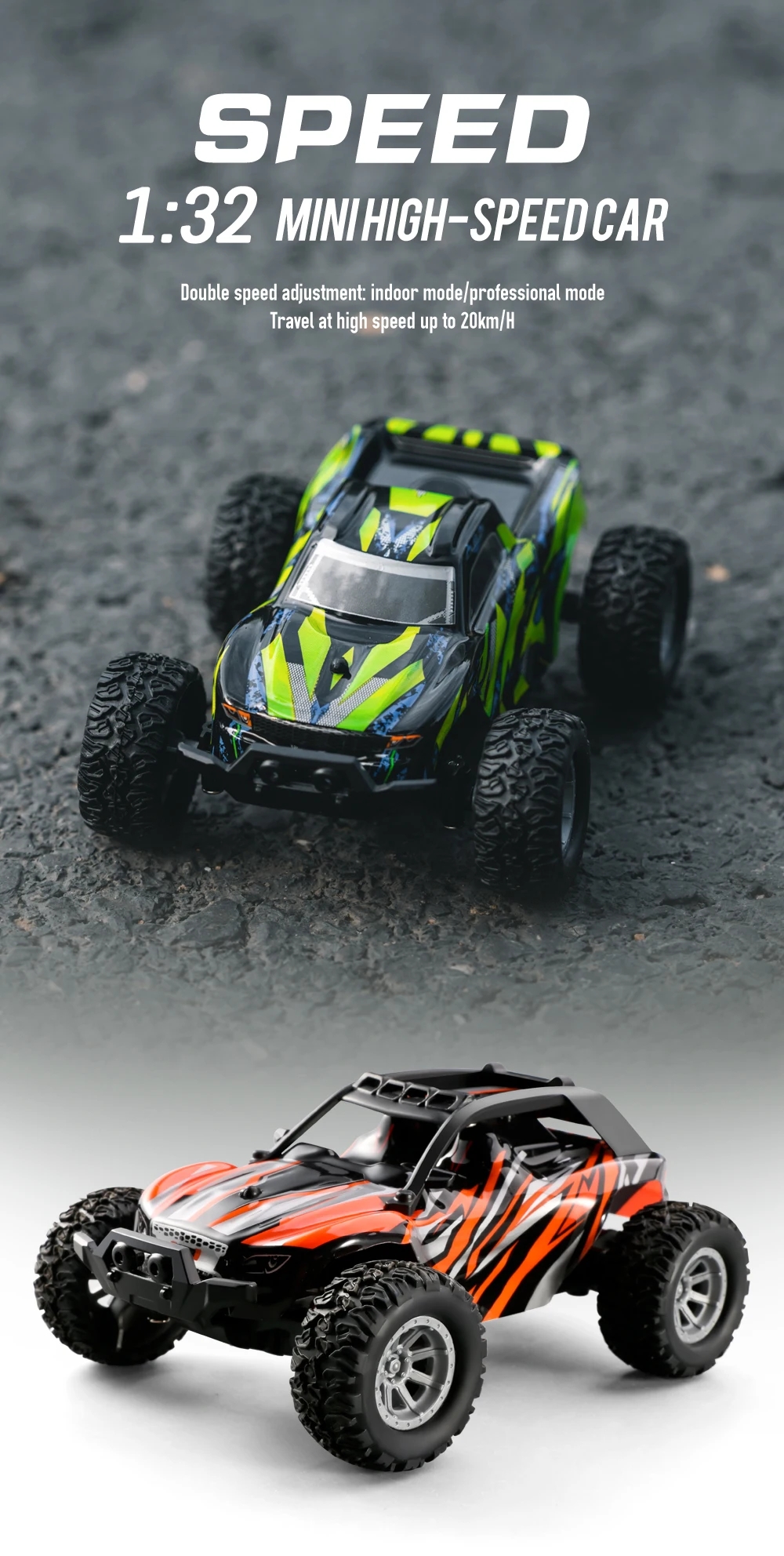 1/32 RC MINI Racing Car 20km/h Full-scale Throttle Remote Control Toy ...