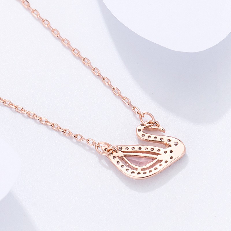 Swarovski Dazzling Swan Necklace Rose Gold XiaoboACC Korean