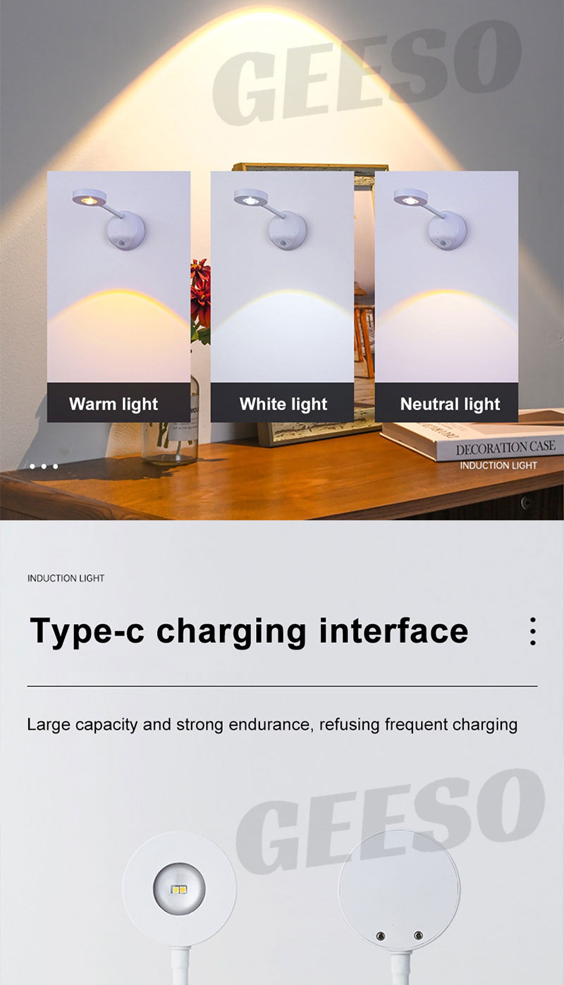 GEESO LED Motion Sensor Wall Light With Remote Control Spotlight ...