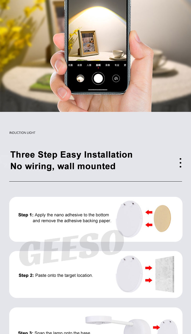 GEESO LED Motion Sensor Wall Light With Remote Control Spotlight ...