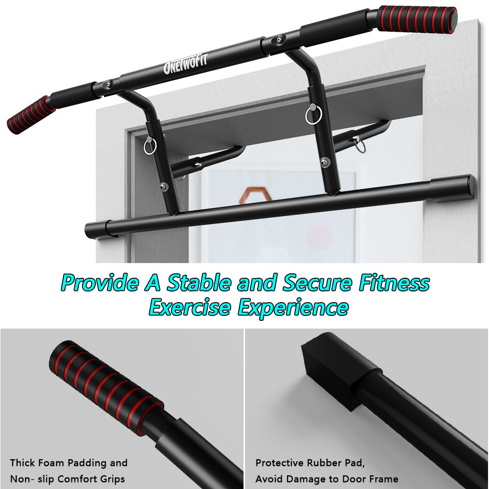 OneTwoFit Pull Up Bar No Screws Clamp Doorway Multi Home Gym Chin Up ...
