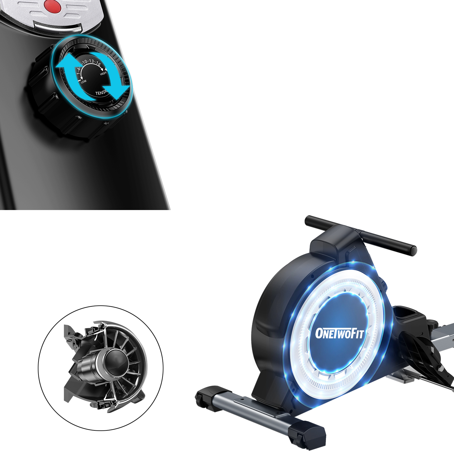SG OneTwoFit Rowing Machine with Magnetic Resistance LCD Monitor 16 ...