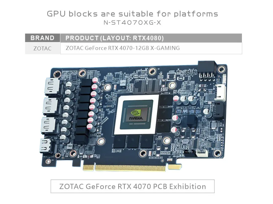 Bykski GPU Block for ZOTAC GeForce RTX 4070-12GB X-GAMING/Twin Edge ...