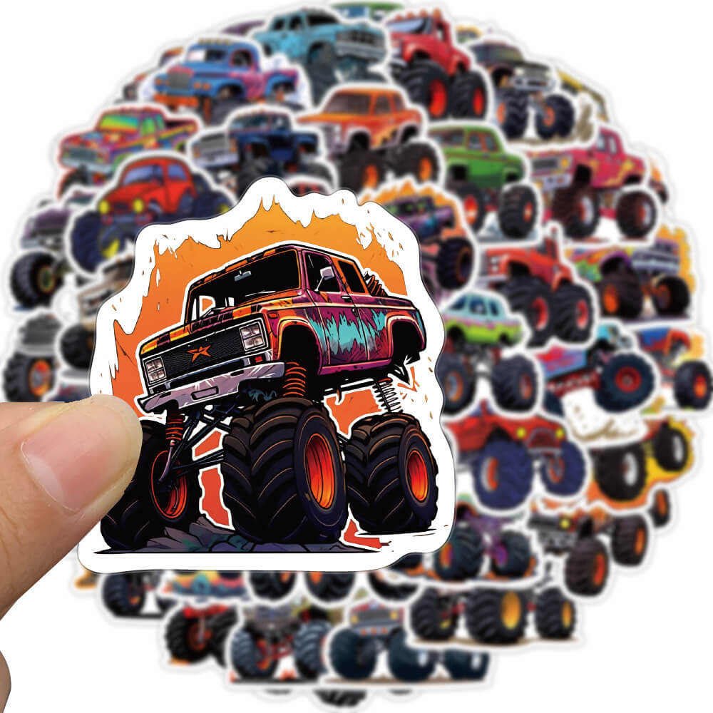 [Large sticker]50PCS Monster Truck Cartoon Car Stickers DIY Laptop ...