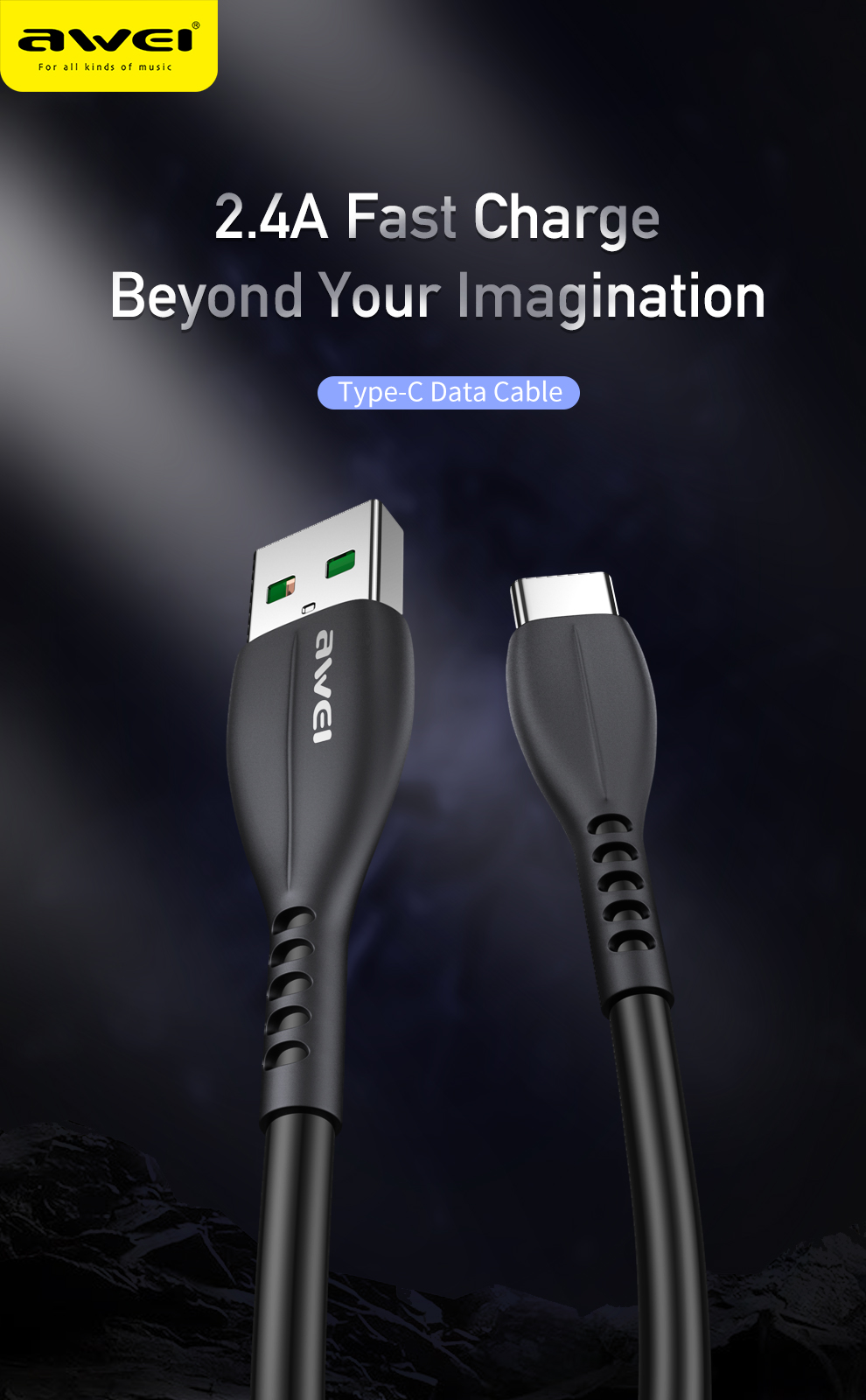 Awei CL-115 Type C Micro USB Cable 2.4A Fast Charging Cable Mobile Phone/  Computer Data Transmission Line | Shopee Singapore