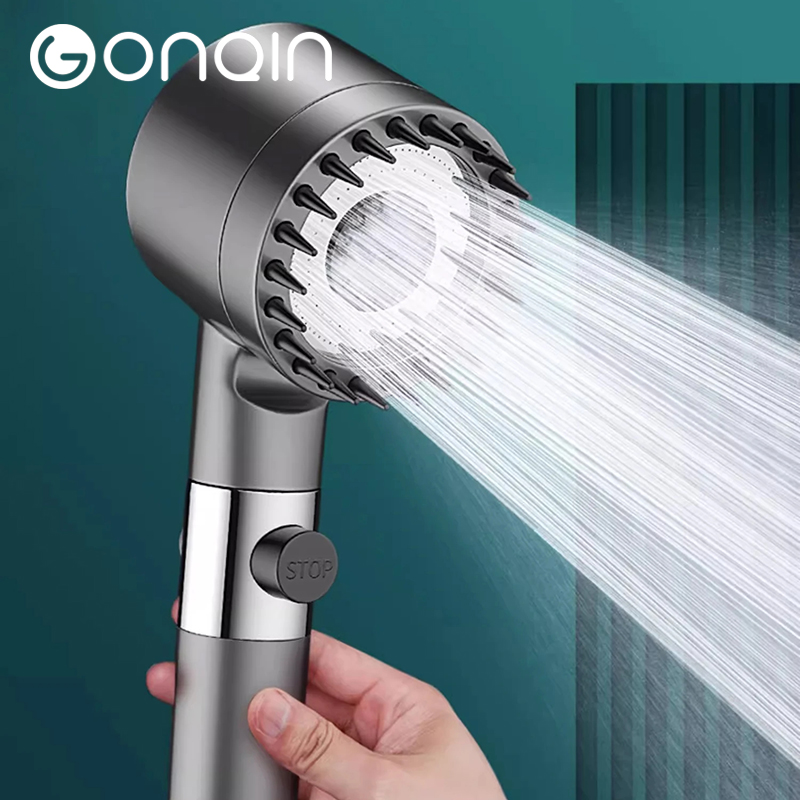 GONQIN 4in1 Massage Shower Head with Filter Showerhead High Pressure 3 ...