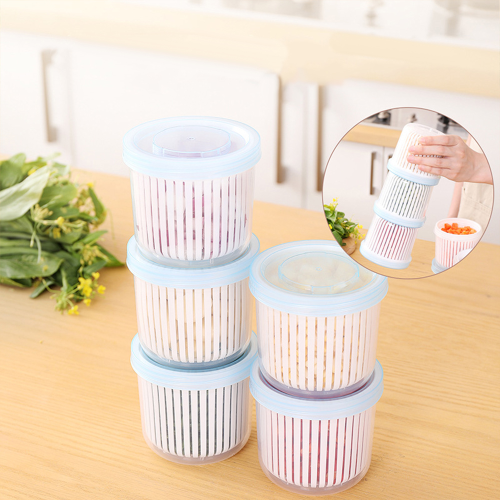 Kitchen Onion Ginger Garlic Storage Box with Lid/ Refrigerator Double ...