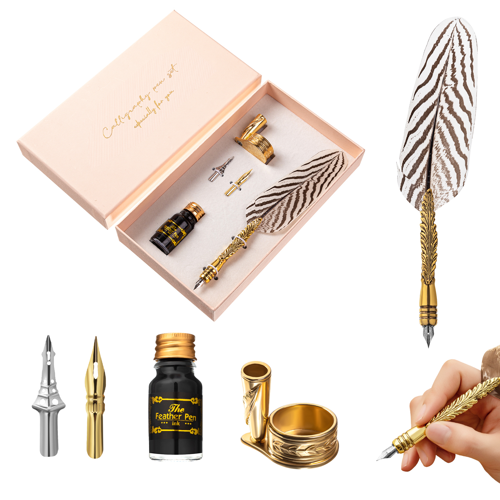 Quill Feather Pen and Ink Set, Calligraphy Pen Feather pen