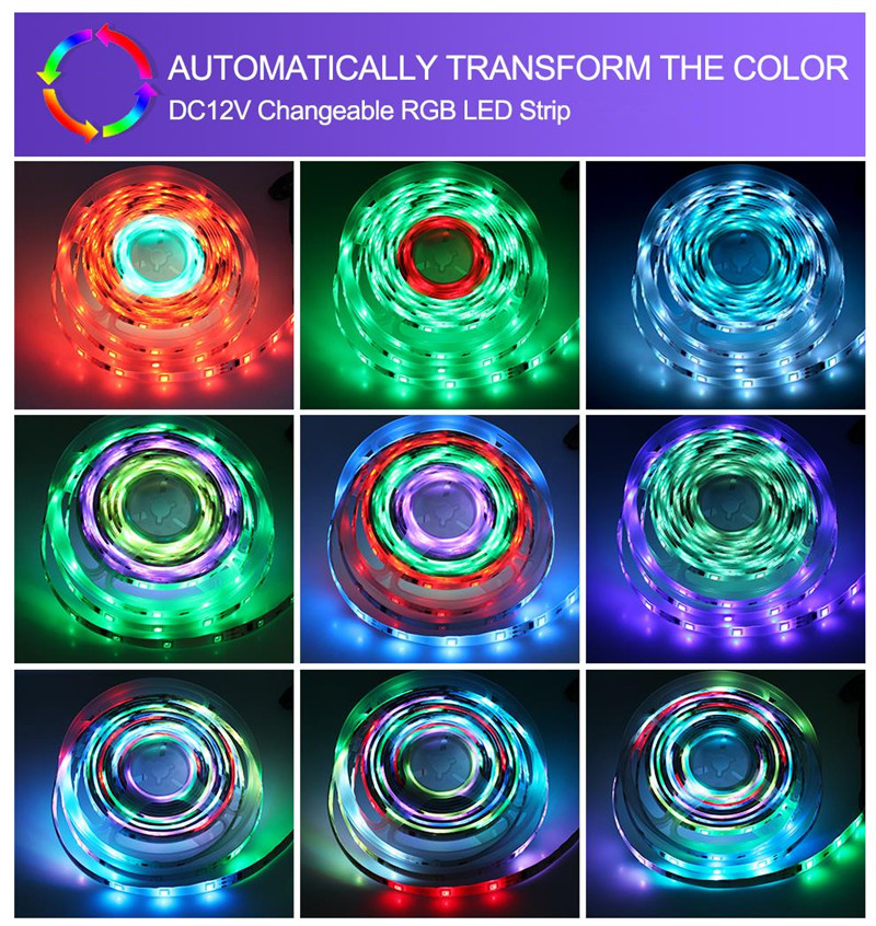 5m/roll LED Decoration Light 5050 RGB IC Strip Light Flexible Smart ...