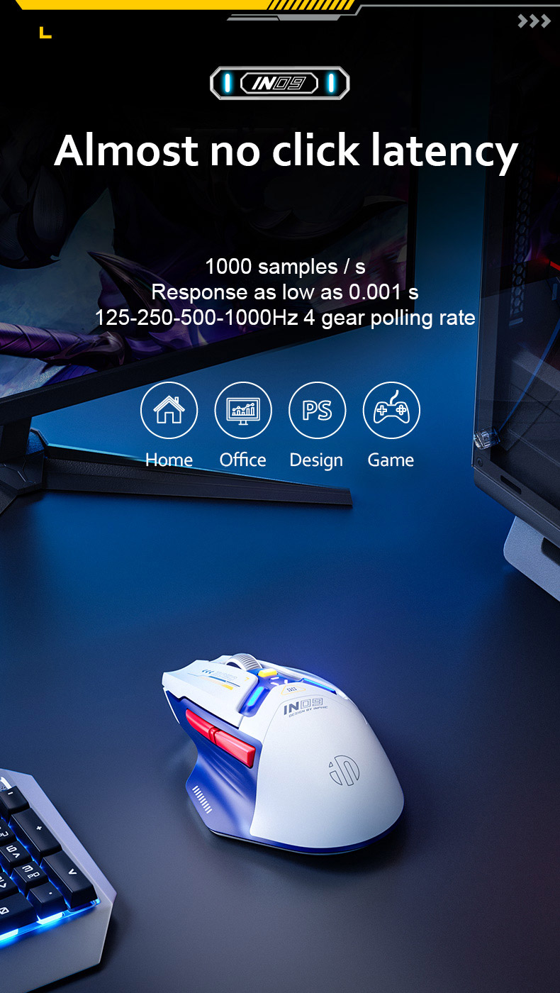 INPHIC IN9 Wired & Wireless Mouse Rechargeable RGB Lighting Gaming Mice ...