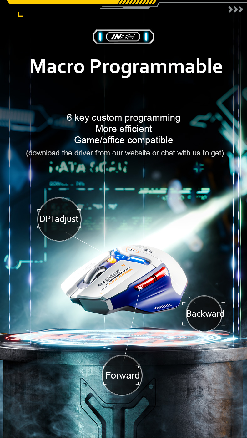 INPHIC IN9 Wired & Wireless Mouse Rechargeable RGB Lighting Gaming Mice ...