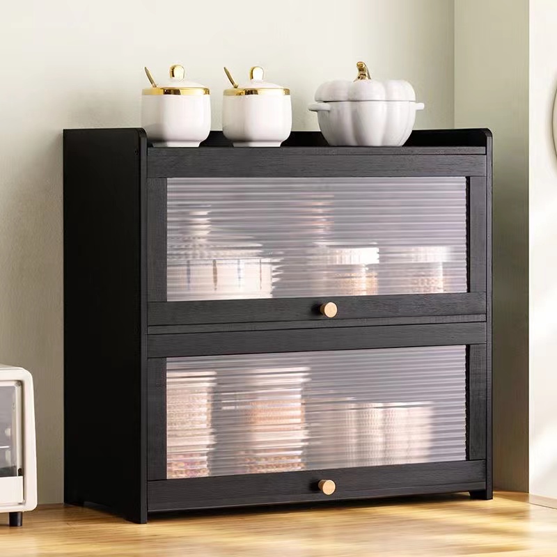 Black Kitchen Shelf Table Top with Flip Door Desktop