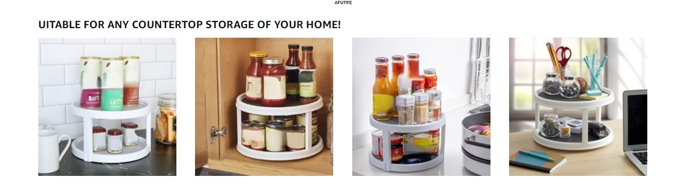 Afutre Rotating Spice Rack Spinning Organizer for Cabinet Turntable ...