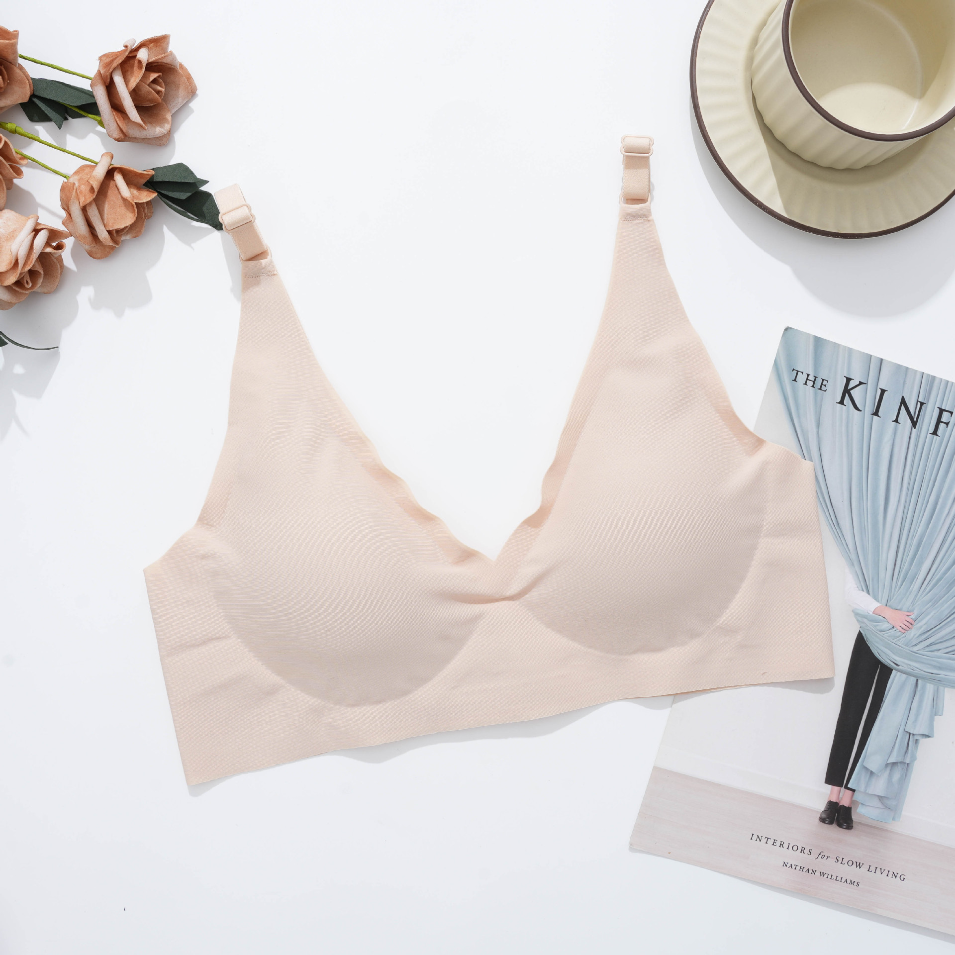 New Women seamless Bra Wireless Push up Bra Plus Size Bra Deep-V ...