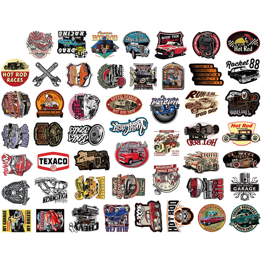 [Large Stickers]50PCS Modified Retro Classic Car Stickers Cool Decal ...