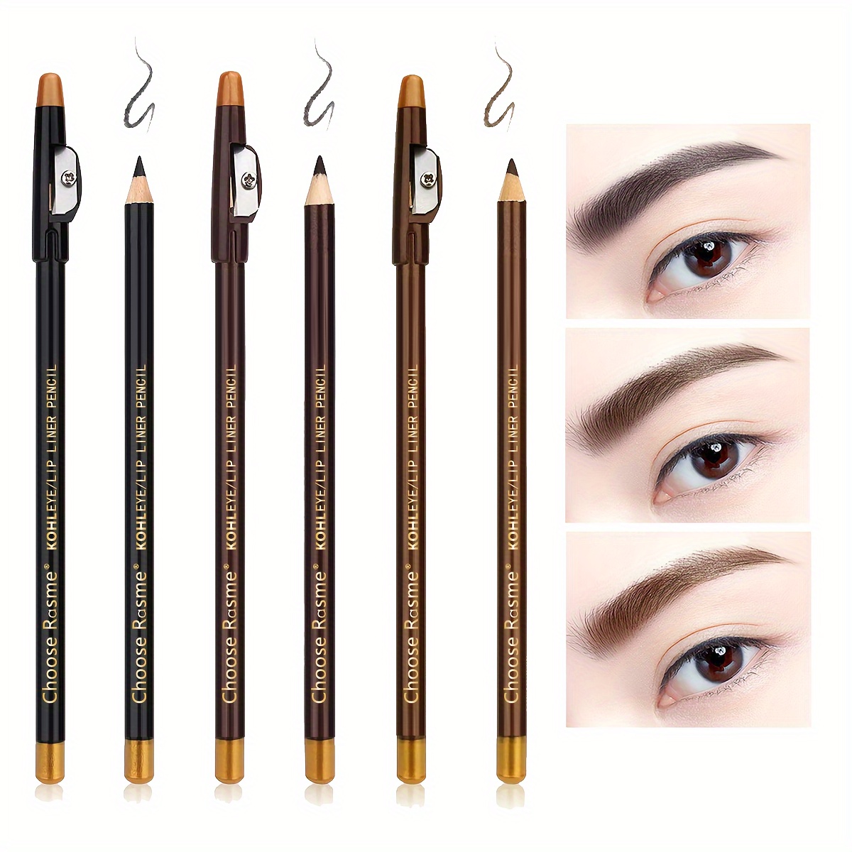 12pcs black/borwn/dark brown eyebrow pencil sharpener Eyebrow Pencil ...