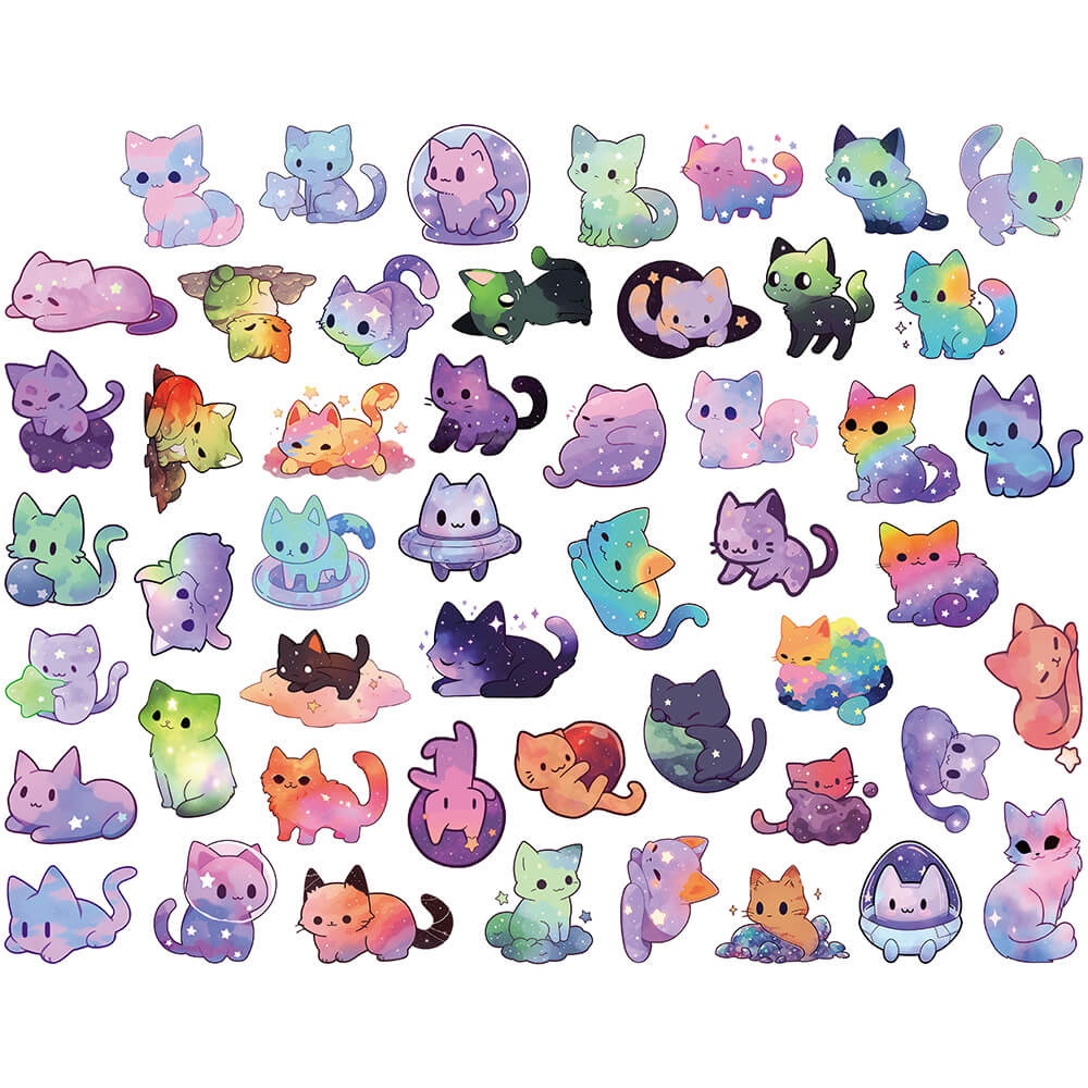 [Large Stickers]50pcs Cute Color Cat Stickers DIY Children Car Laptop ...