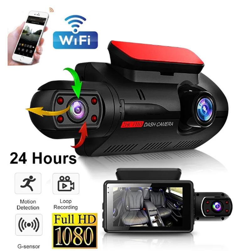 Car recorder DVR Rear view mirror Dual lens car monitoring HD 1080P ...