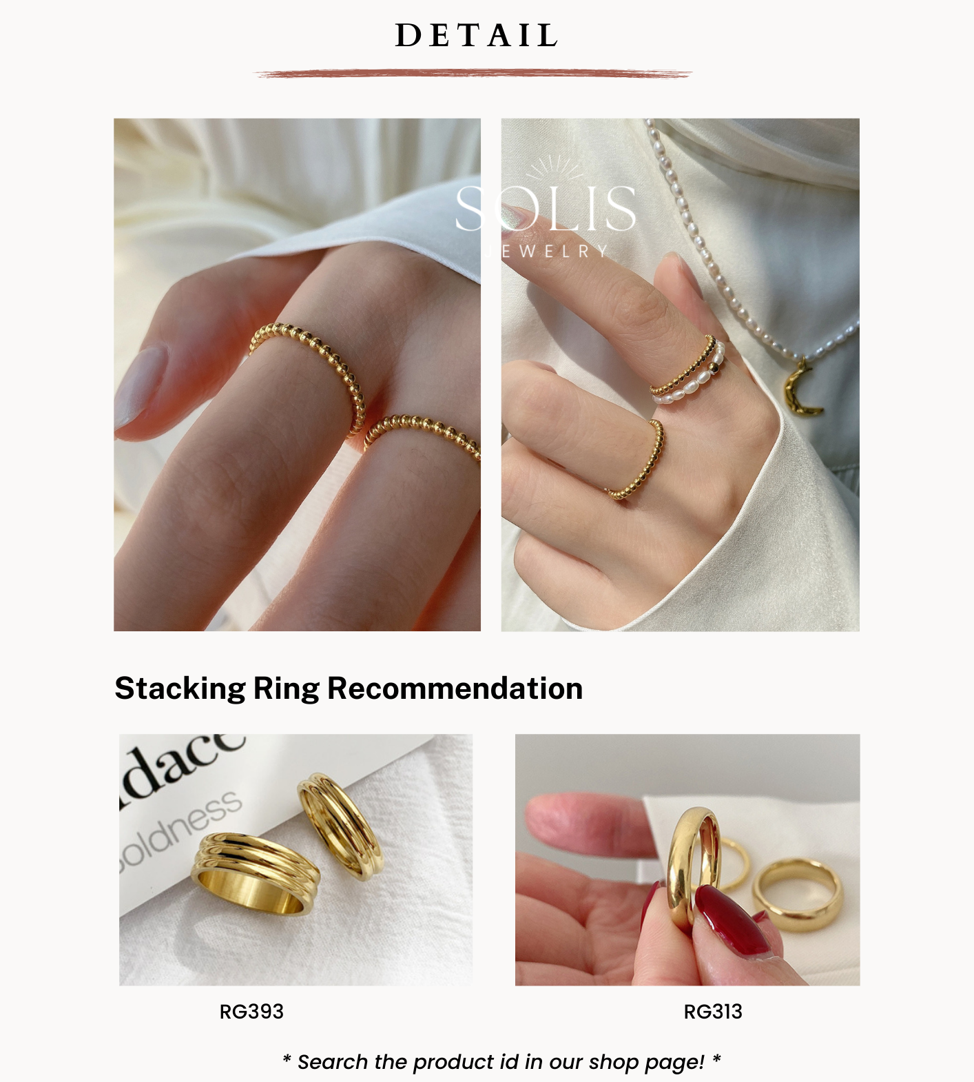 Minimalist Beaded Gold Ring • Waterproof Non-Fade Tarnish • 18K Gold ...
