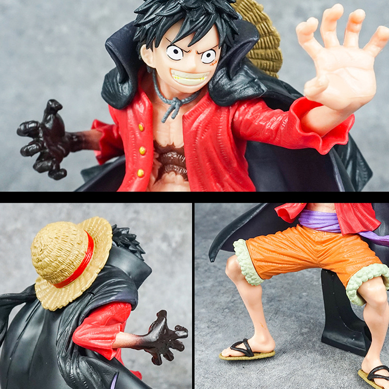 18cm Anime One Piece Figure Monkey D Luffy Cloak Luffy Straw Hat Boy ...