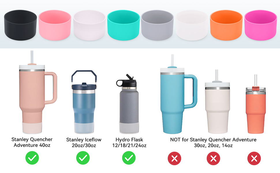 QIANHAI Silicone Boots For Stanley Tumblers - Protective Bottom Sleeve For 12-40 Oz Bottles (2 Pack) - View #8