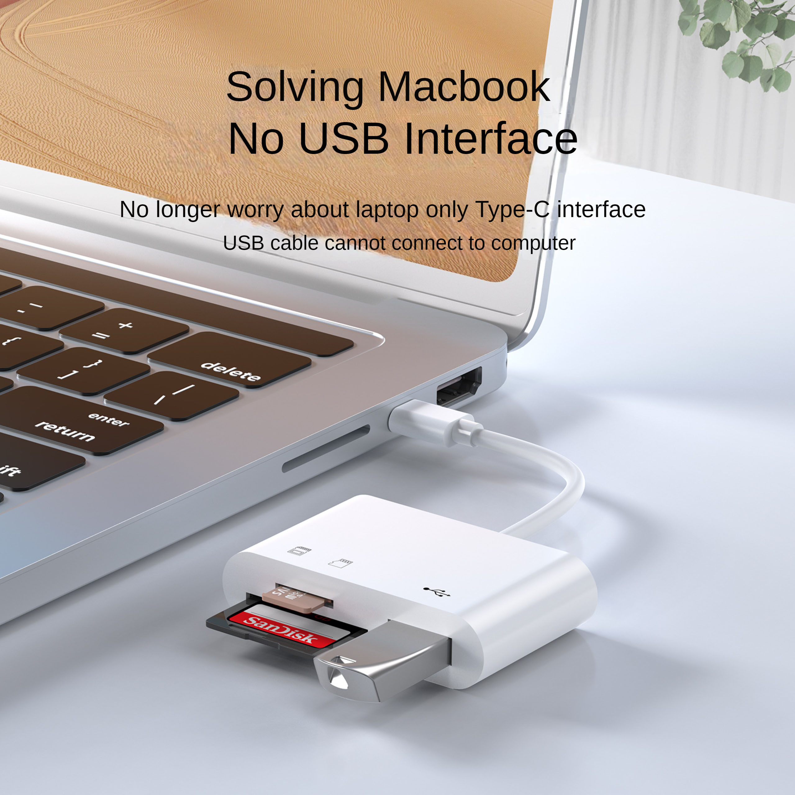 3in1 Type C To SD TF Card Reader OTG USB Hub Micro SD/TF Card Reader ...
