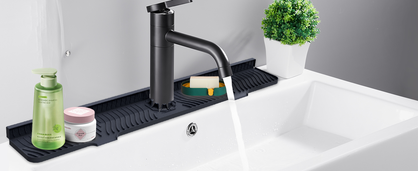 75cm Sink Splash Guard Mat, Silicone Faucet Handle Drip Catcher Tray ...