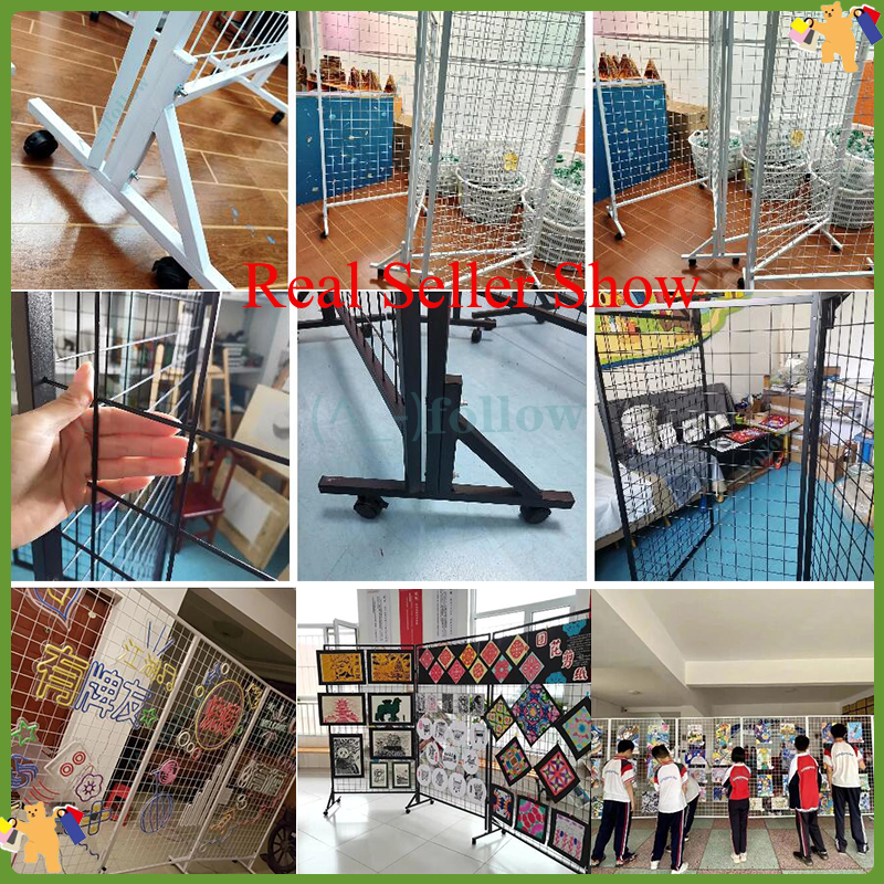 shelf Grid Display rack wrought iron movable folding partition campus ...
