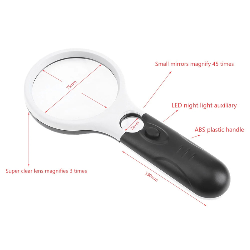 KIPRUN LED Magnifying Glass Lens, 45x3 Mini Pocket Handheld Microscope ...