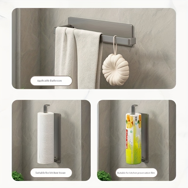 Kitchen Plastic Wrap Storage Rack Household Perforation-Free Toilet ...