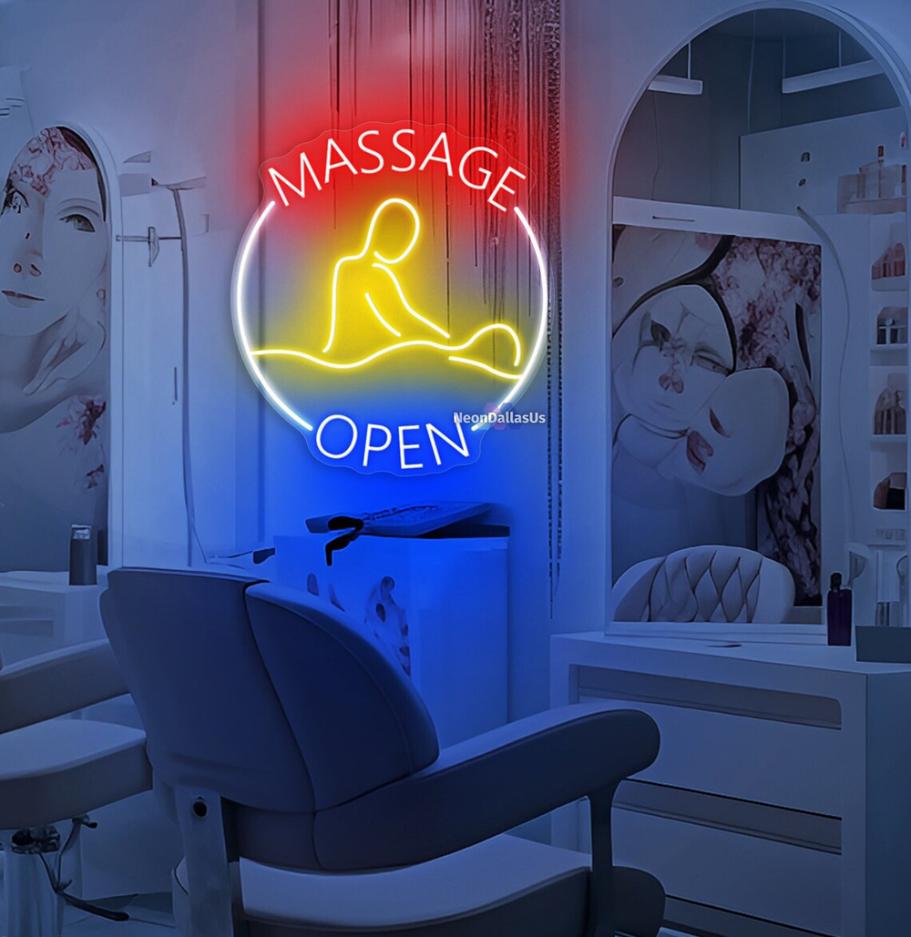 Massage Open Neon Sign Massage Open Beauty Salon Shop Led Light Custom ...