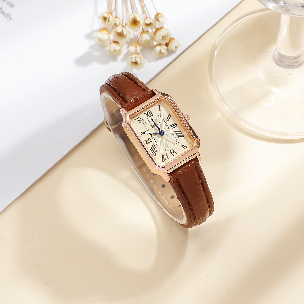 New women's watch temperament retro Roman blue needle scale design ...
