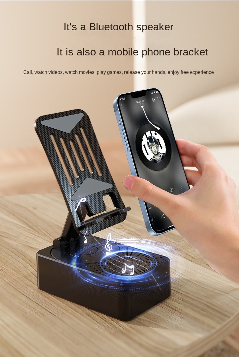 Phone Stand With Speaker 2 In 1 Mobile Phone Holder 360 Degree Rotation Phone Holder With 9D Surround Sound Anti Slip Base Shopee Singapore