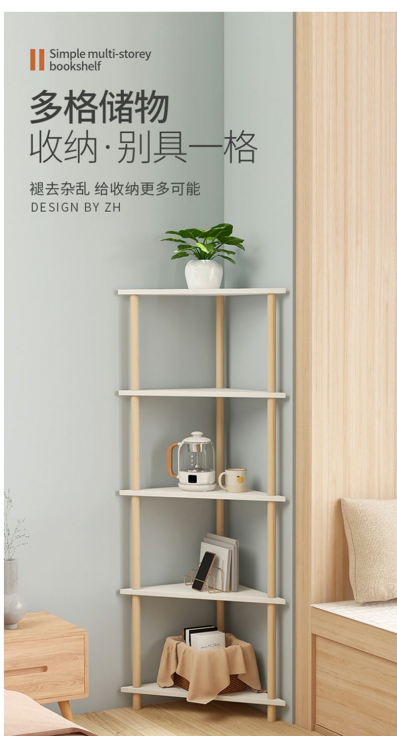 Corner triangle storage rack, floor to ceiling living room corner ...
