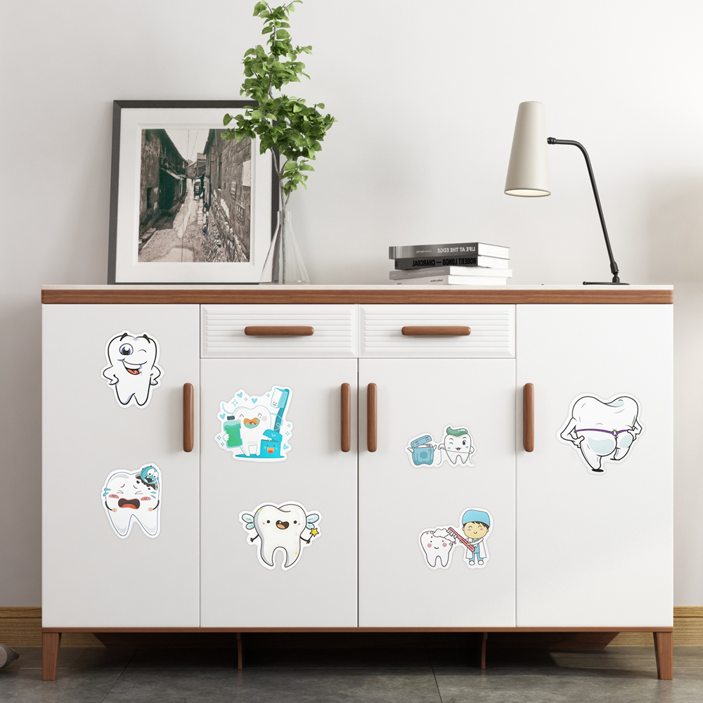 53Pcs Cute Dental Tooth Shaped Stickers Dentist Store Toothbrush ...