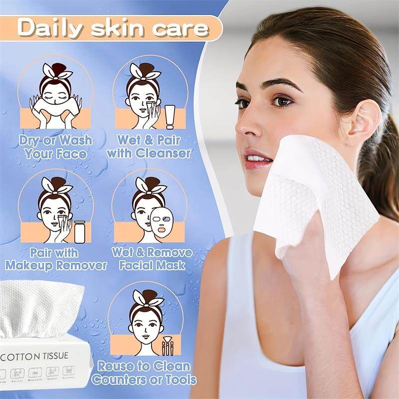 Disposable Face Towel Cotton Tissue Makeup Wipes Facial Cleanser Wash ...