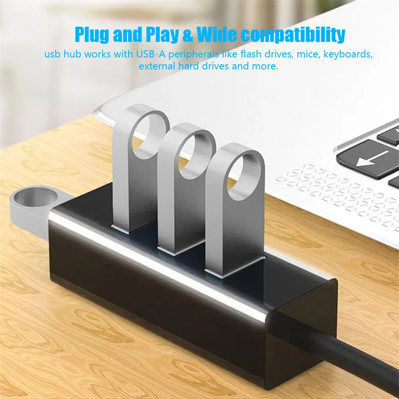 High Speed USB Hub 4 Port Mini USB 2.0 Splitter Hub Use Power Adapter ...