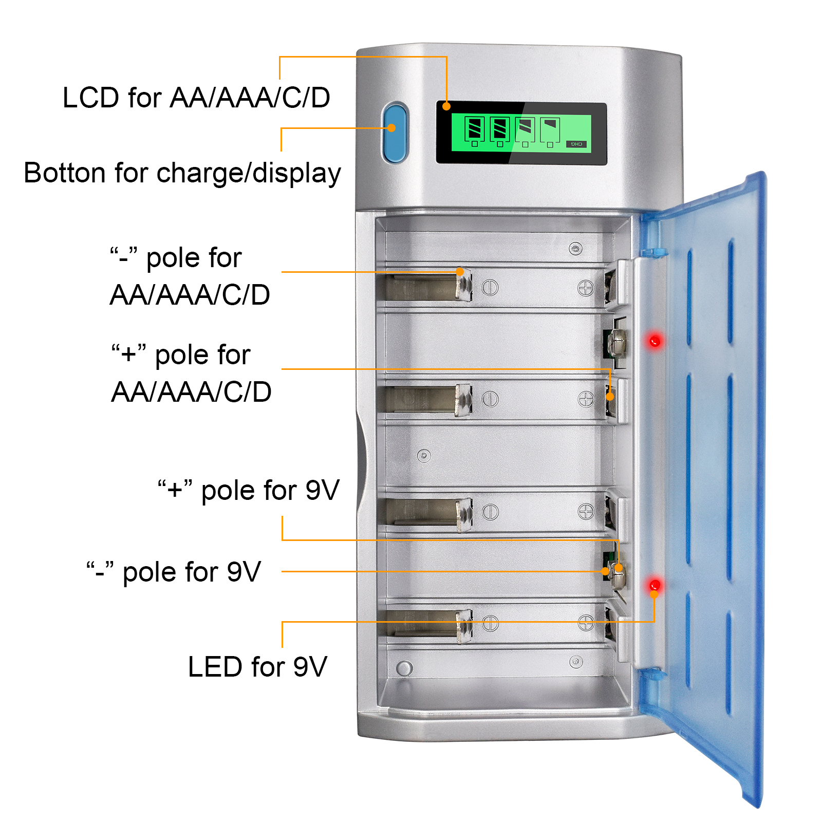 PALO D Size Rechargeable Battery R14 8000mAh 1.2V NI-MH +Fast Charging ...