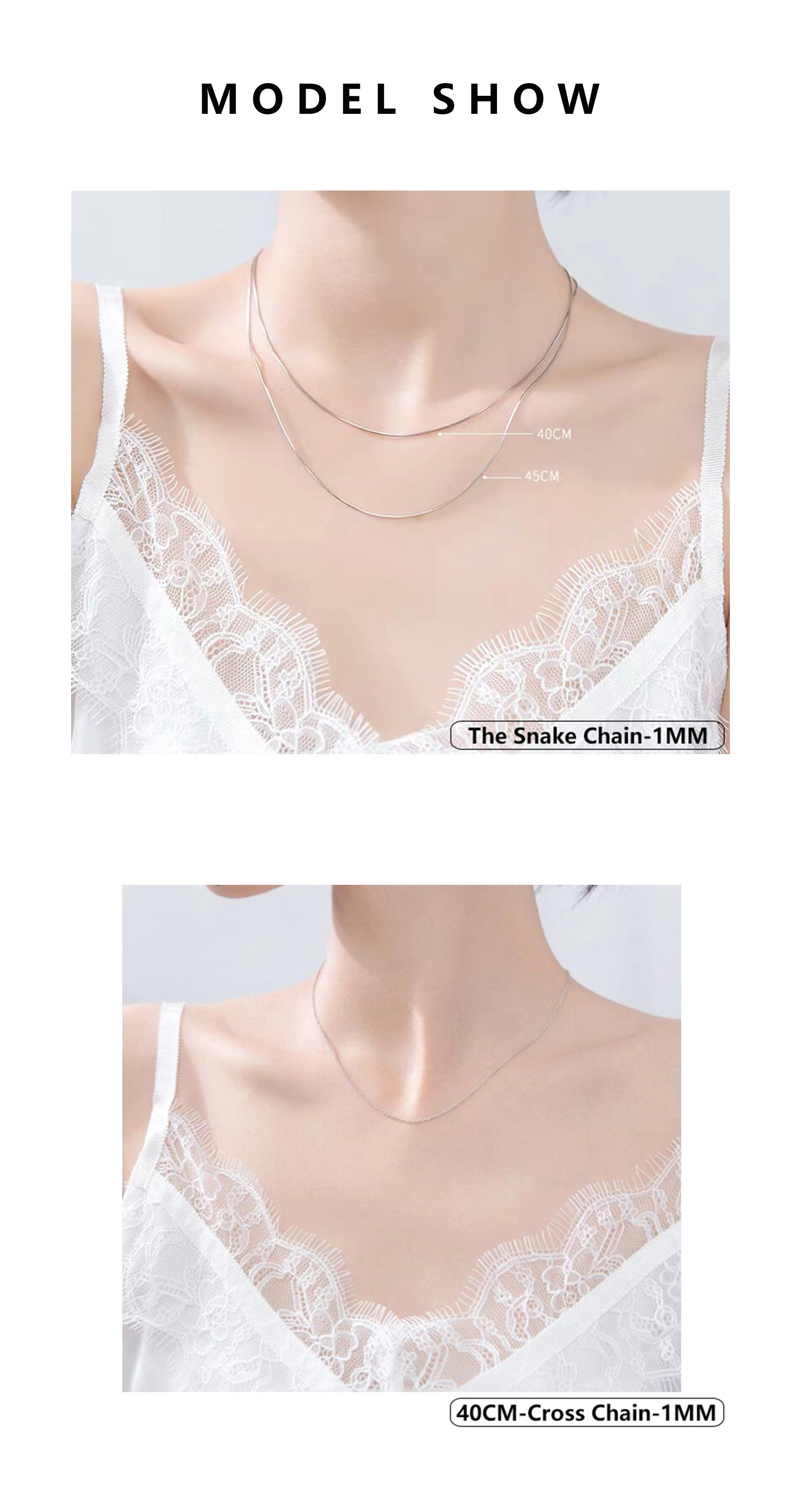 JYJIAYUJY 100% Sterling Silver S925 Necklace Chain Different 55CM/60CM ...