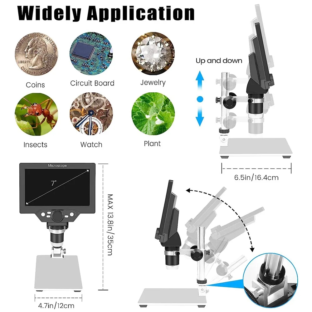G1200 Digital Microscope 7 Inch Large Color Screen Large Base LCD ...