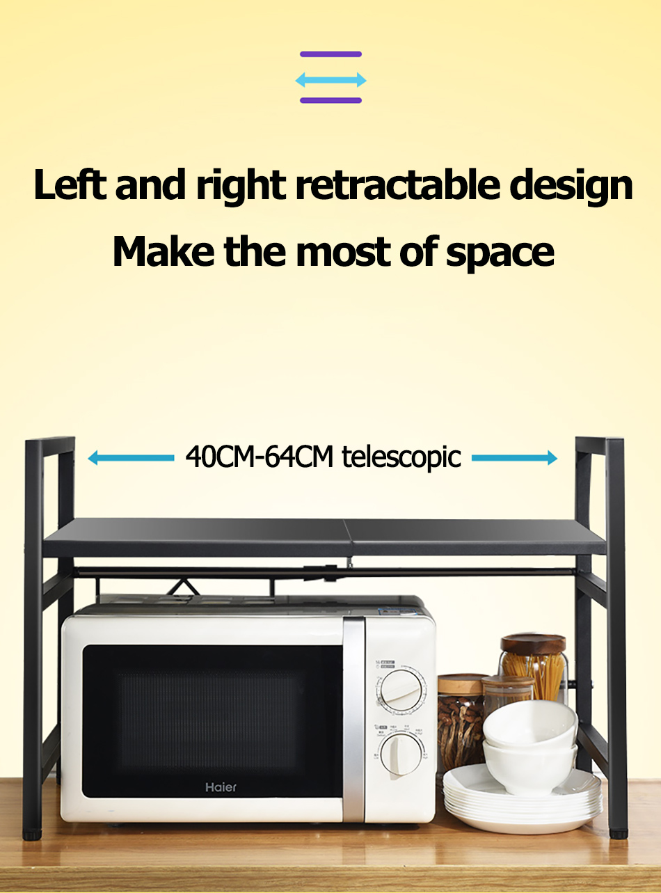 【SG Stock】Microwave Rack Adjustable Length and Height Oven Rack Shelf ...