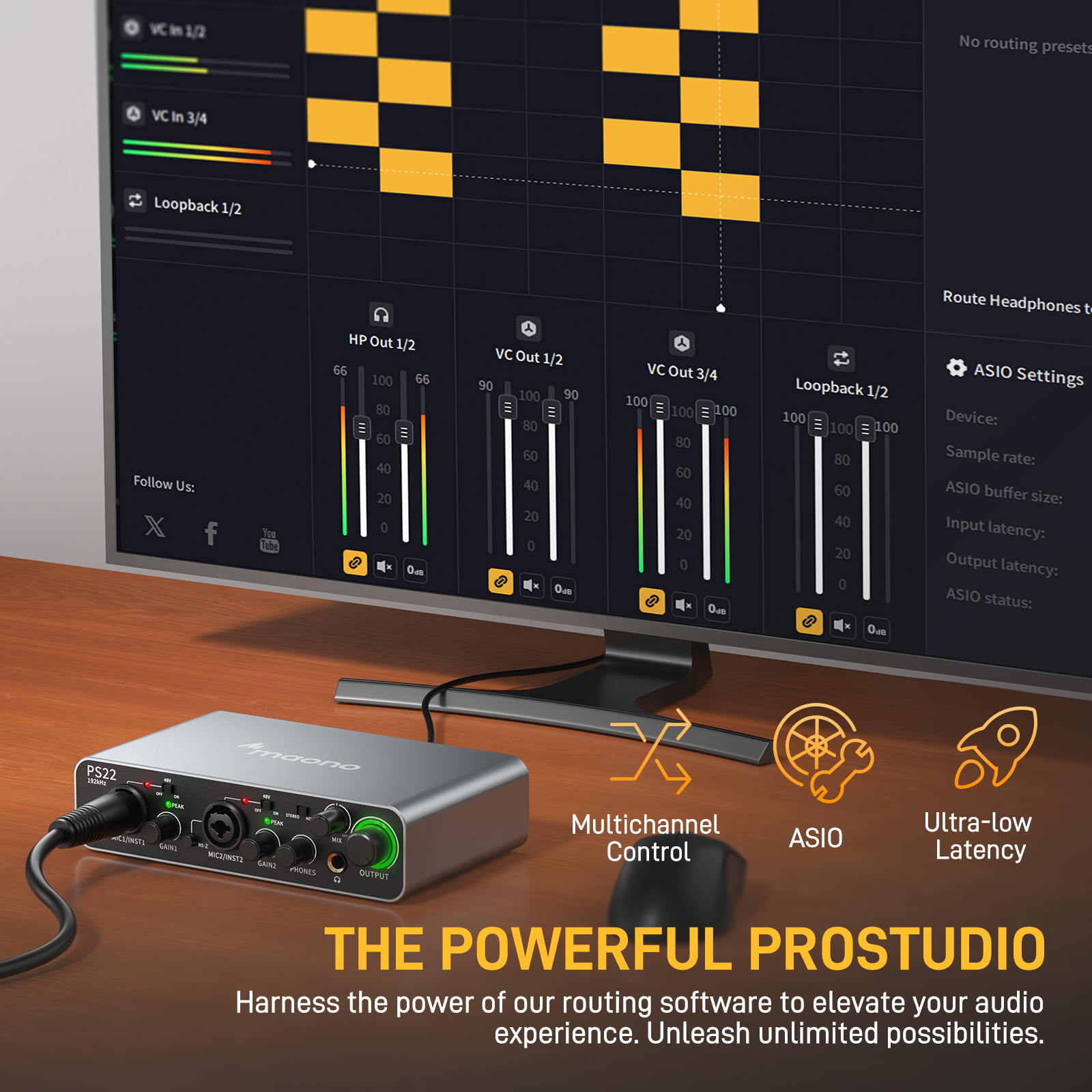 Maono PS22 Professional Audio Interface 24bit/192kHz Dual USB interface ...