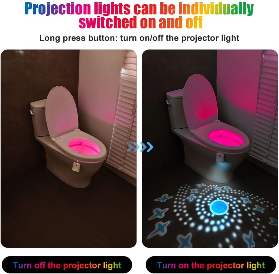 Toilet Light, Toilet Night Lights with Star Projector and Motion Sensor ...