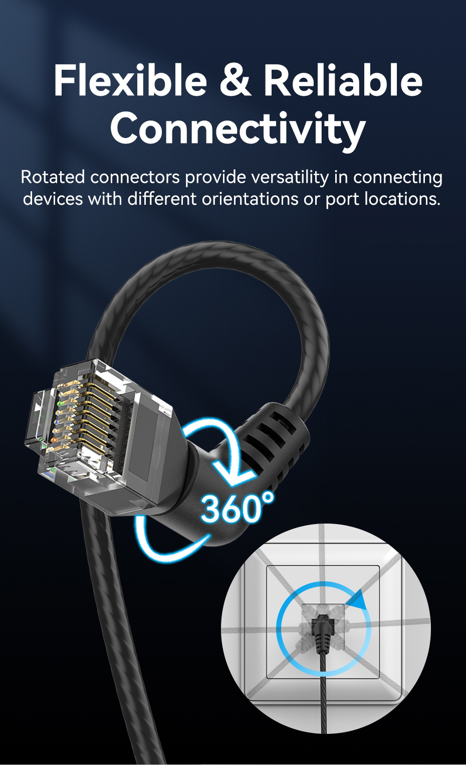 Vention Cat6 A Lan Cable Rotatable UTP 10Gbps Right Angle Cat6A ...
