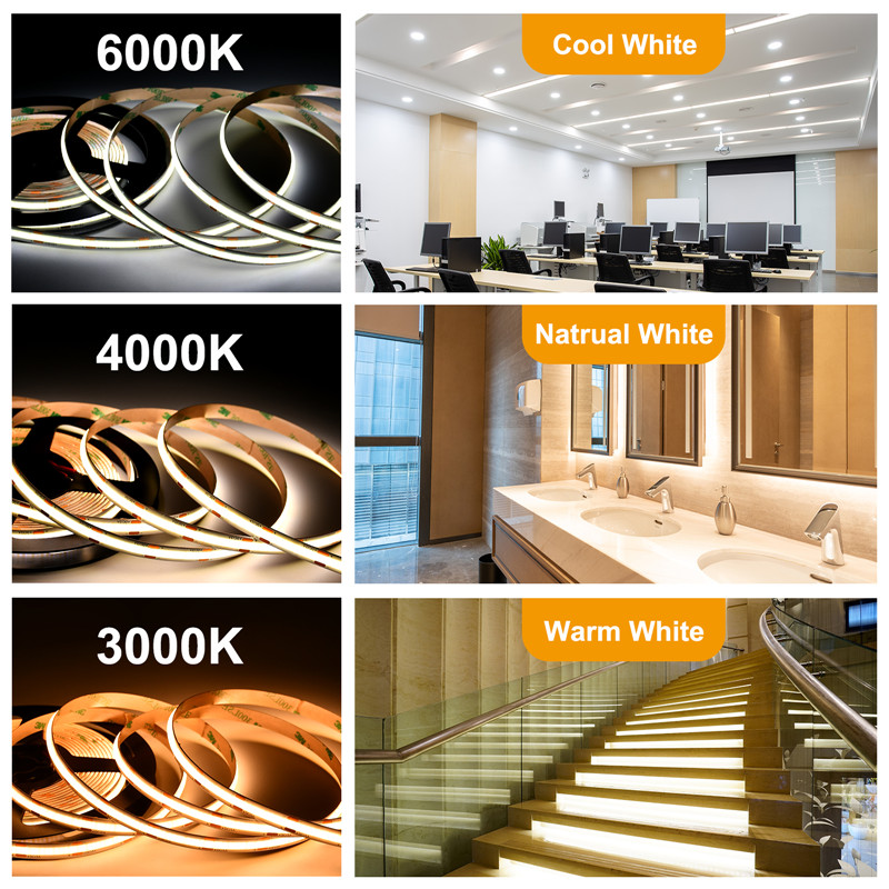 High Brightness COB LED Strip Light 12V 24V Self Adhesive Simulated ...