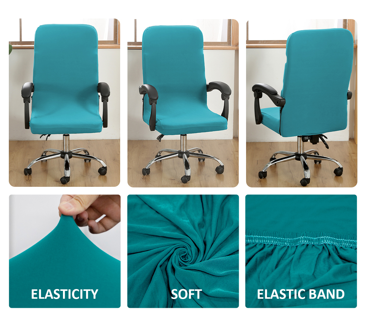 1 Piece Pack Milk Silk Solid Color Office Chair Cover Elastic Office ...